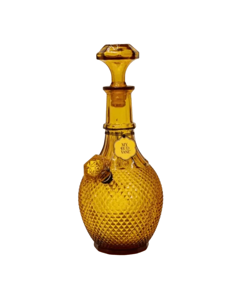My Bud Vase Jewel amber glass bong with diamond-pattern bulbous chamber and removable stem