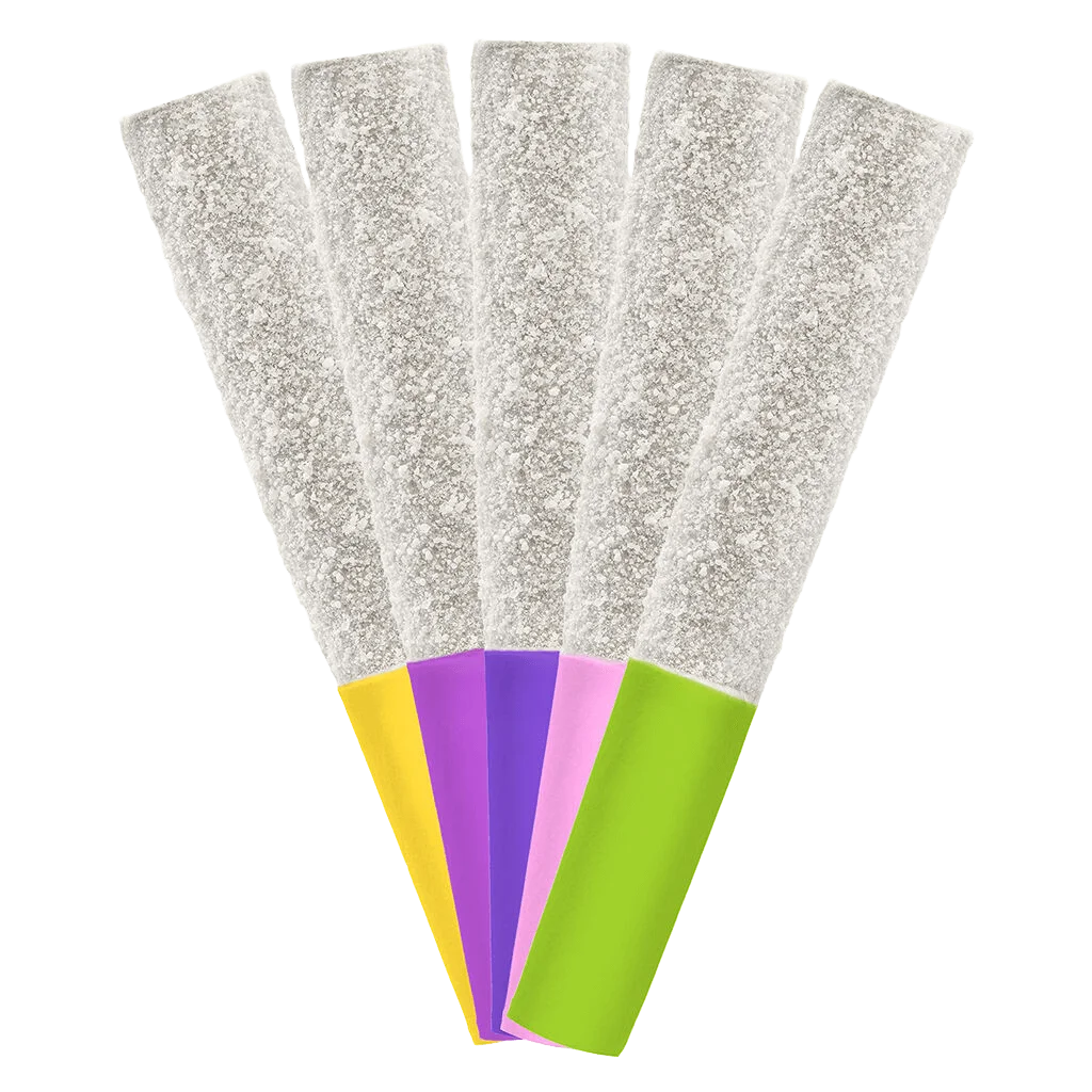 Nugz Flavour Bomb 40 Fruit Blast Diamond Infused pre-rolls, 5-pack with colorful filter bands