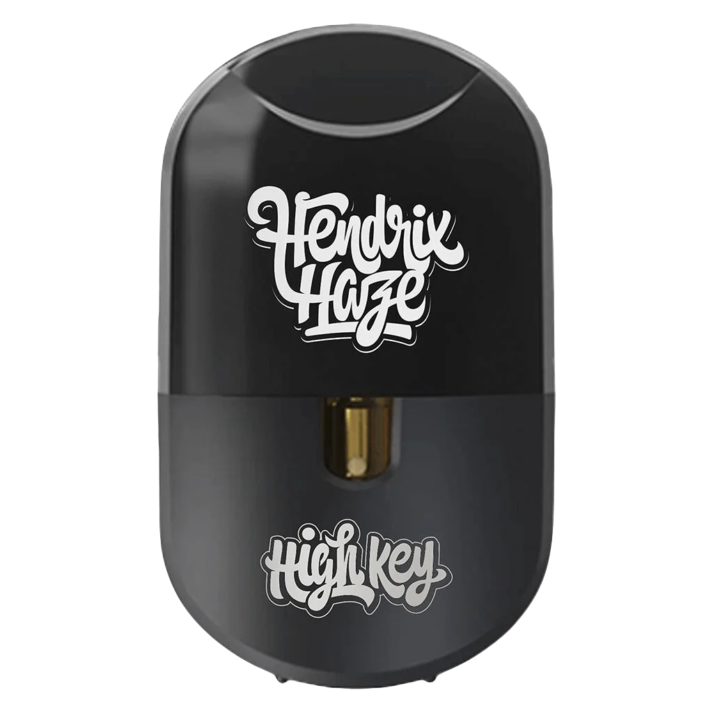 Hendrix Haze Live Resin Liquid Diamond all-in-one cannabis vape pen with black matte finish and gold mouthpiece