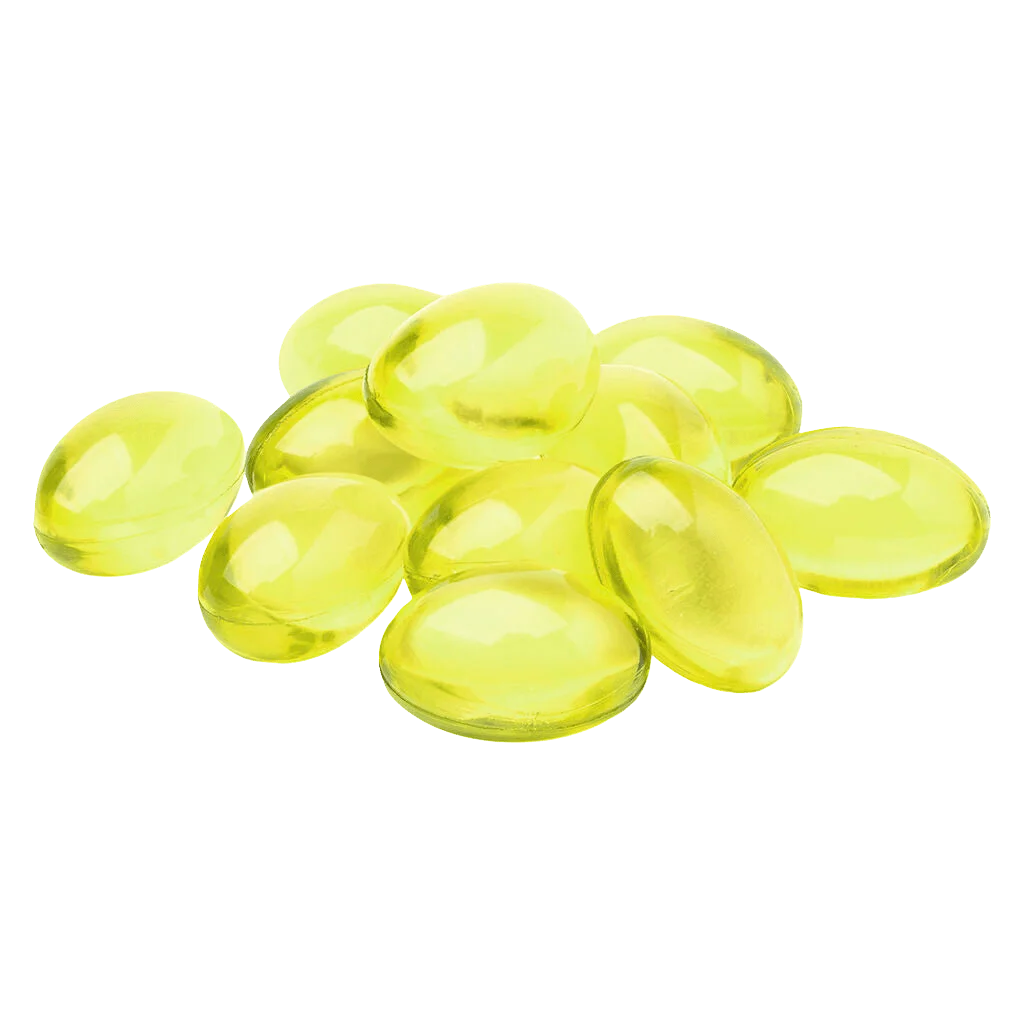 Wildflower Sweet Dreams CBD + CBN + THC softgels, yellow capsules, cannabis capsule product