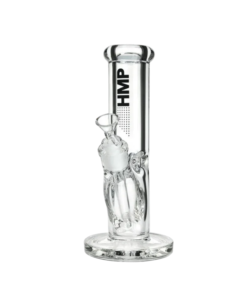 HMP Straight Bong Heavy Duty glass water pipe with flared mouthpiece and decorative ice catch design