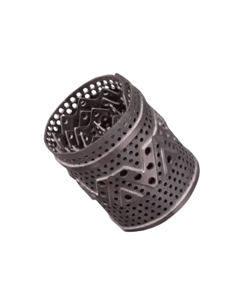 Dynavap Dynacoil replacement heating chamber, black perforated metal cylinder with internal ribbed design