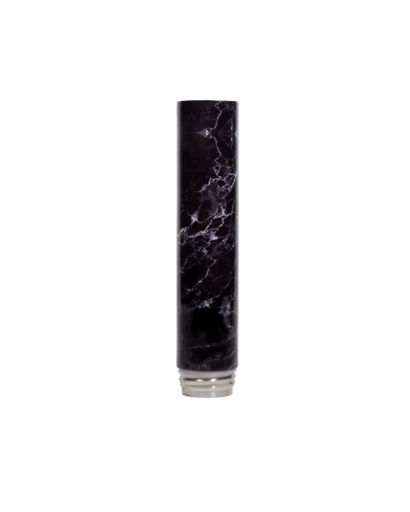 Chill Neckpiece in black marble pattern with silver metal base, cannabis smoking accessory