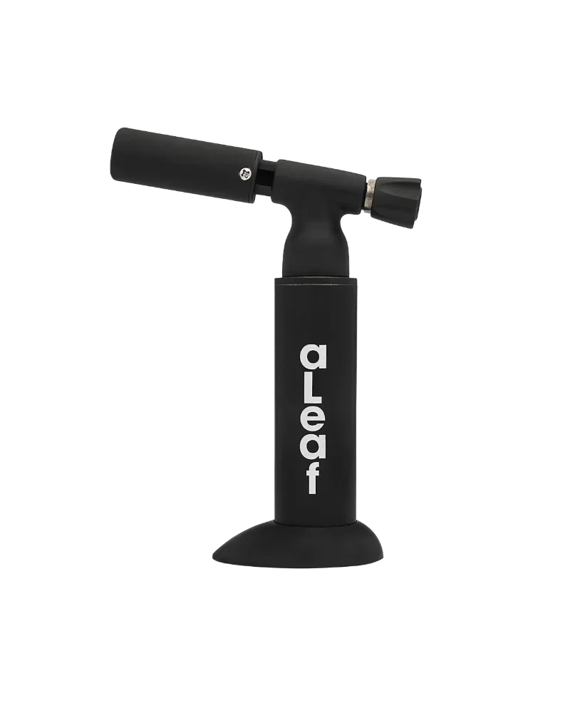 Oleaf black handheld butane torch with adjustable flame head and suction cup base