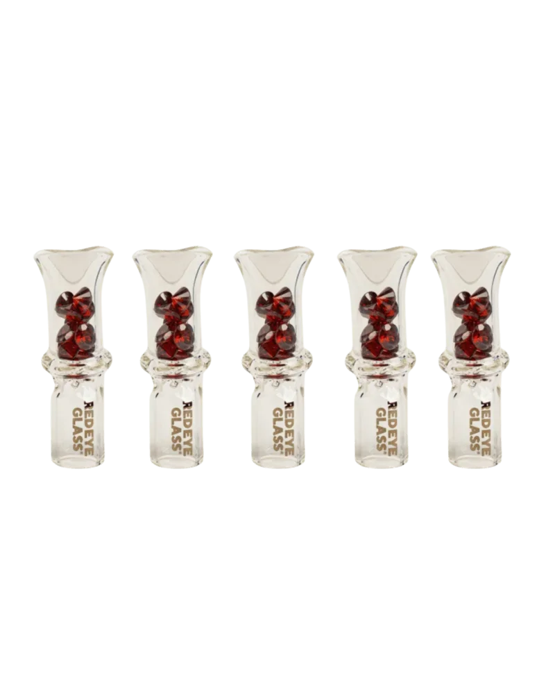 Red Eye Tek Large Bling Tip glass accessory, 5-pack, with red rhinestone-studded design