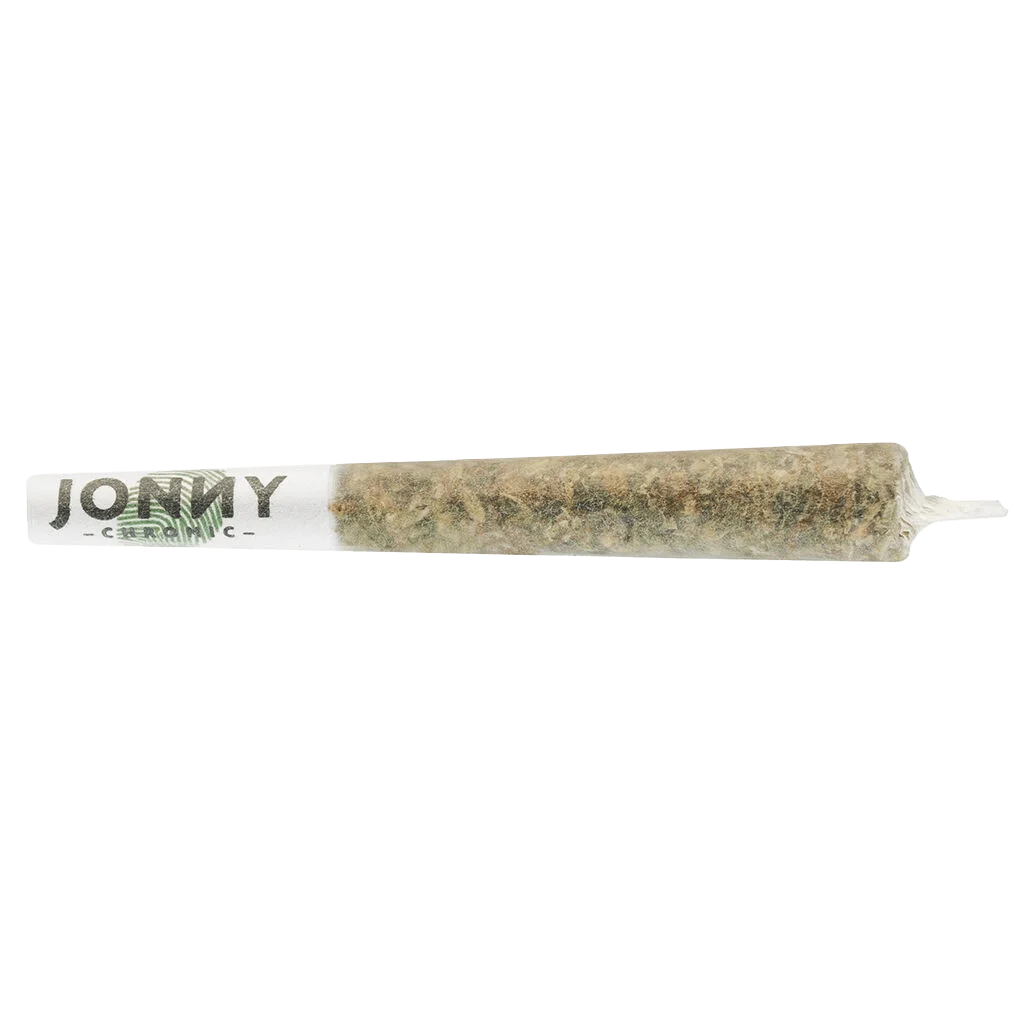 Jonny Chronic Cherry Bomb Reefers pre-roll with branded white filter tip and cannabis flower visible
