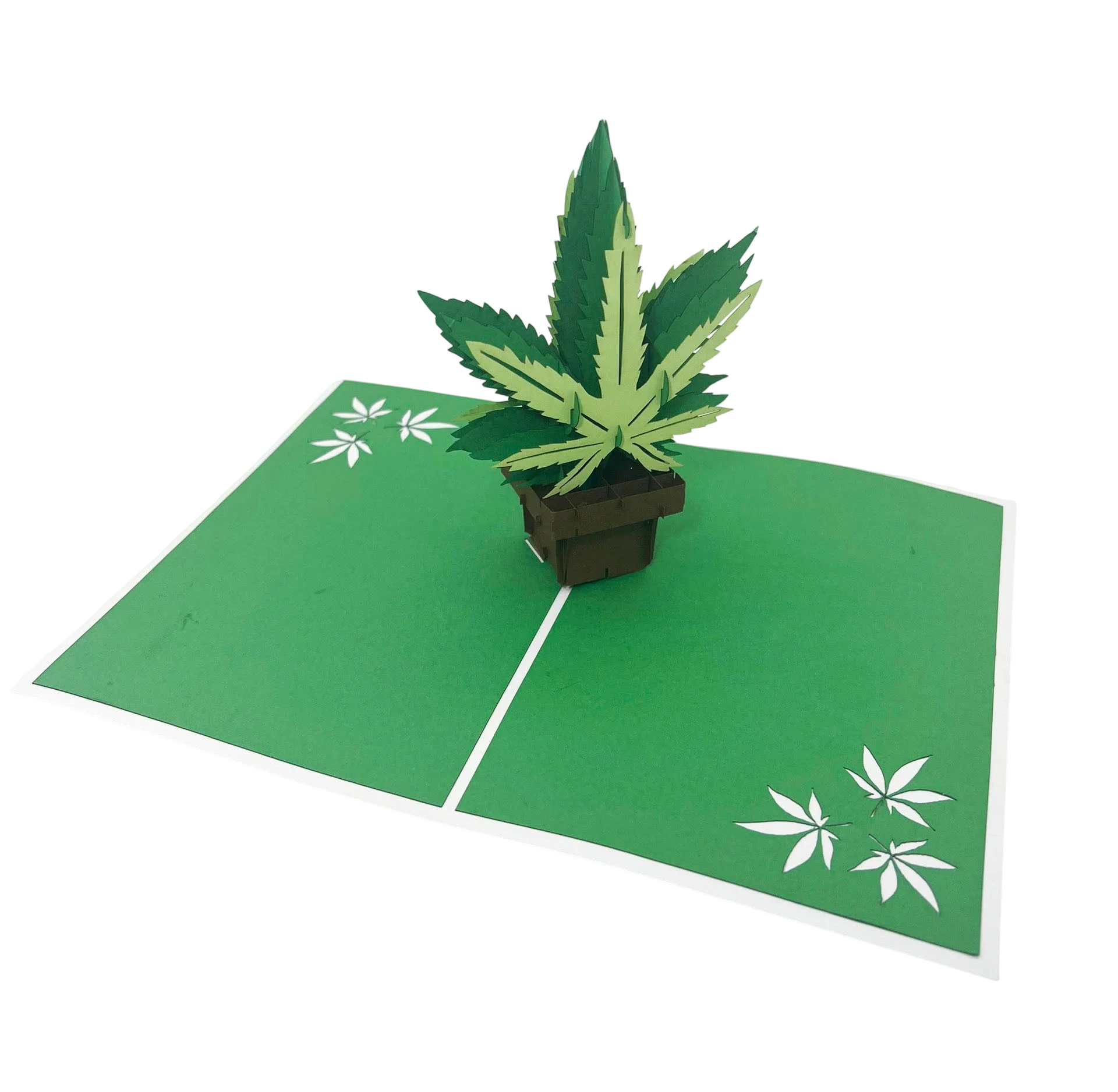 Intricate Greetings | Cannabis Leaf Carte 3D Pop-Up - Pour Toute Occasion - Just Wanted to Say High