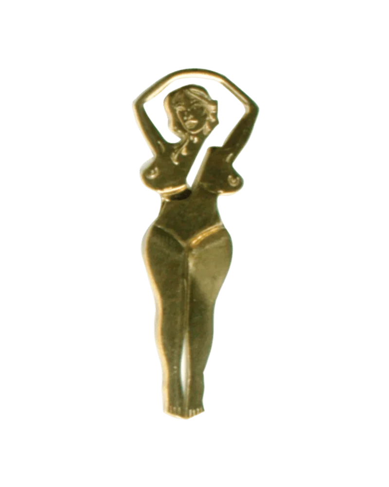 West Coast Gifts Lady Brass Clip, gold-toned metal roach clip with female figurine design