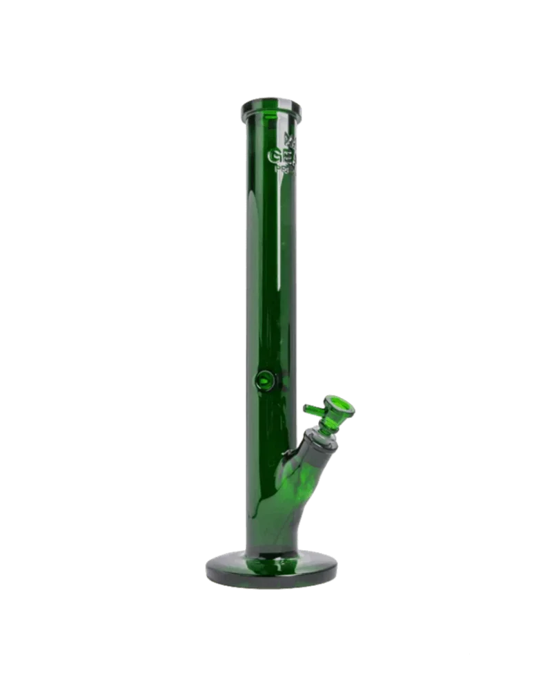 Gear Premium straight tube bong with debossed logo, green glass, 7mm thick with matching bowl piece