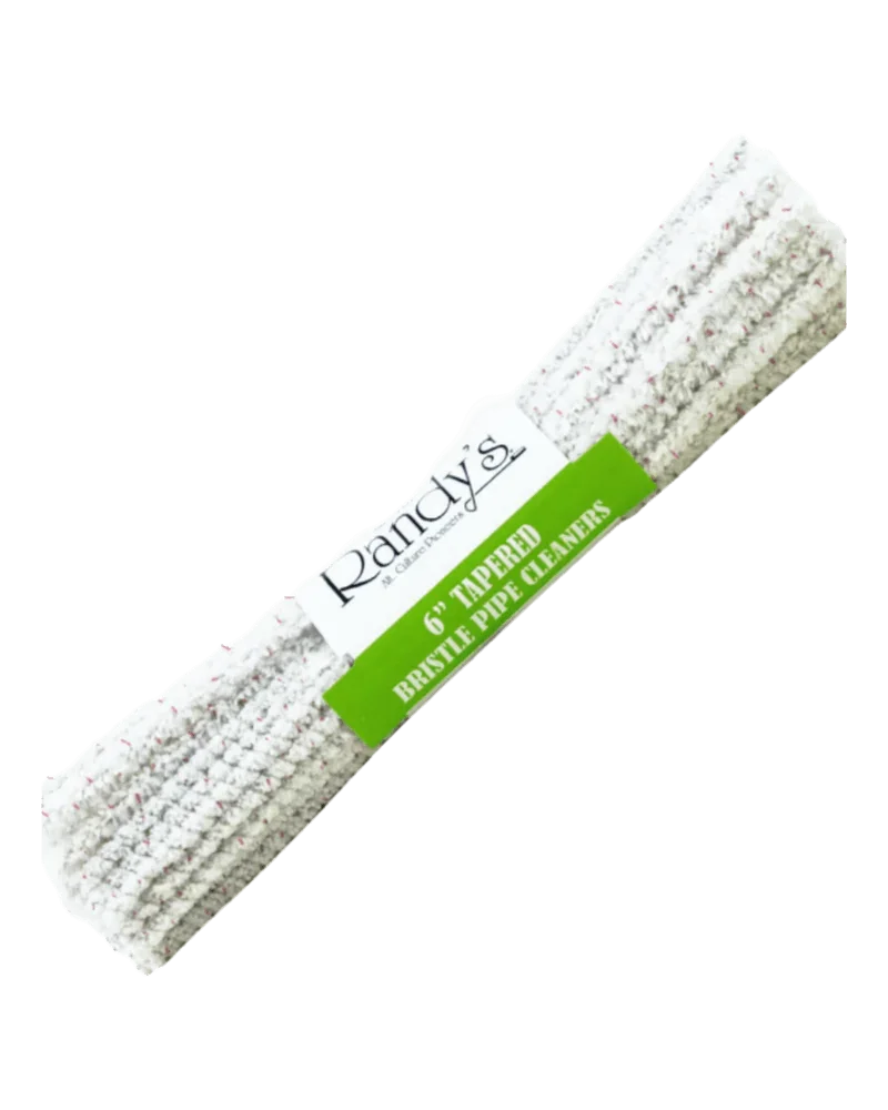 Randy's 6-inch tapered bristle pipe cleaners bundle, pack of multiple white textured cleaning tools with green product label